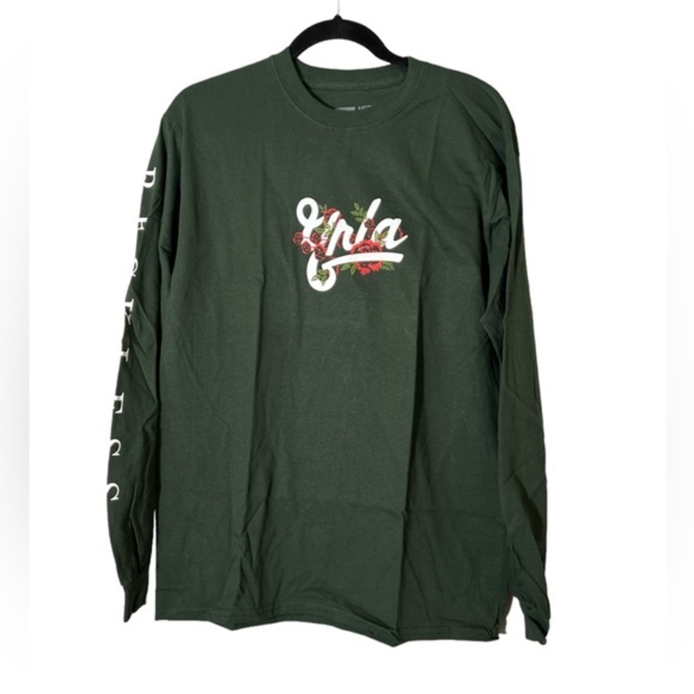 Young & Reckless Y&R long sleeve shirt printed flowers green size medium